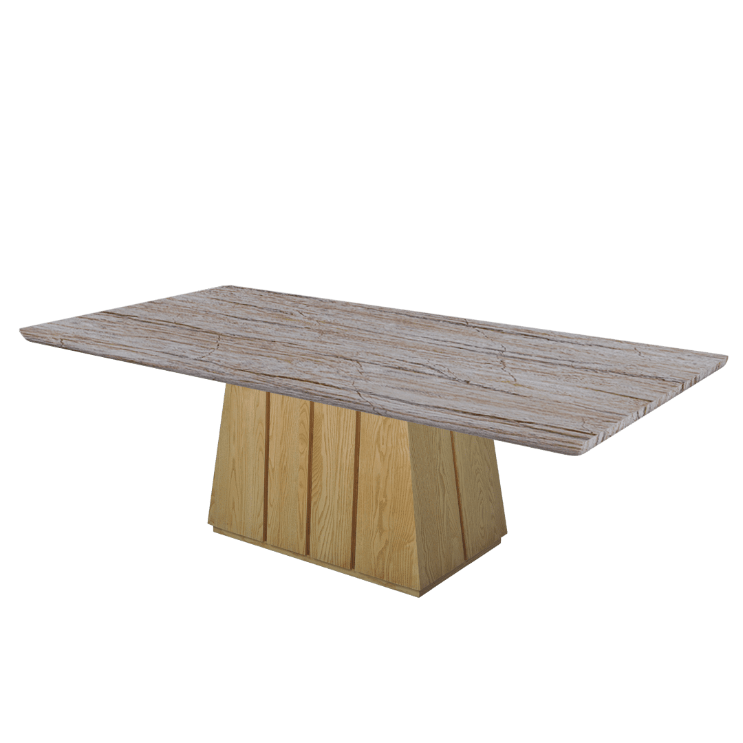 Rectangular Marble Dining Table 2.4×1.2m | Ash Wood Panel Base