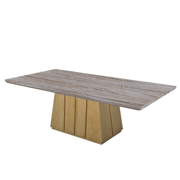Rectangular Marble Dining Table 2.4×1.2m | Ash Wood Panel Base