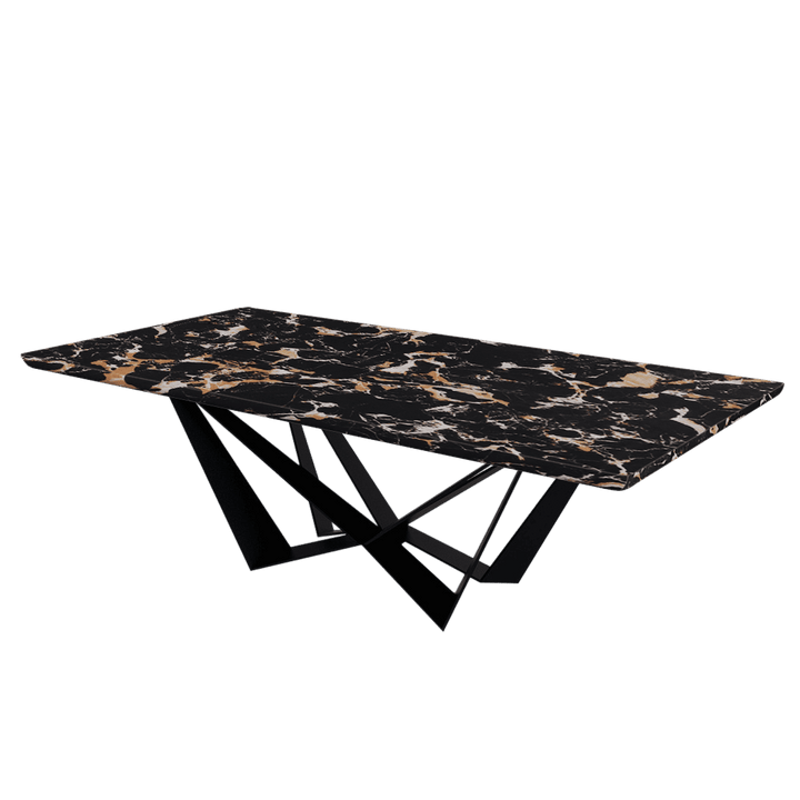 Rectangular Marble Dining Table 2.4×1.2m | Black Metal Spider Base