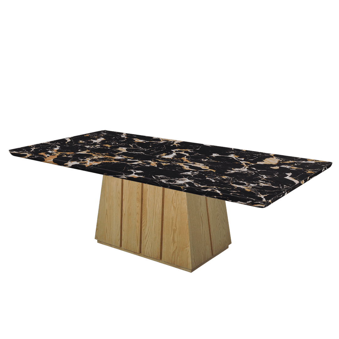 Rectangular Marble Dining Table 2.4×1.2m | Ash Wood Panel Base