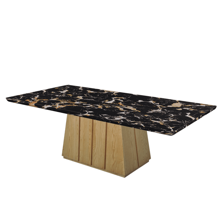 Rectangular Marble Dining Table 2.4×1.2m | Ash Wood Panel Base