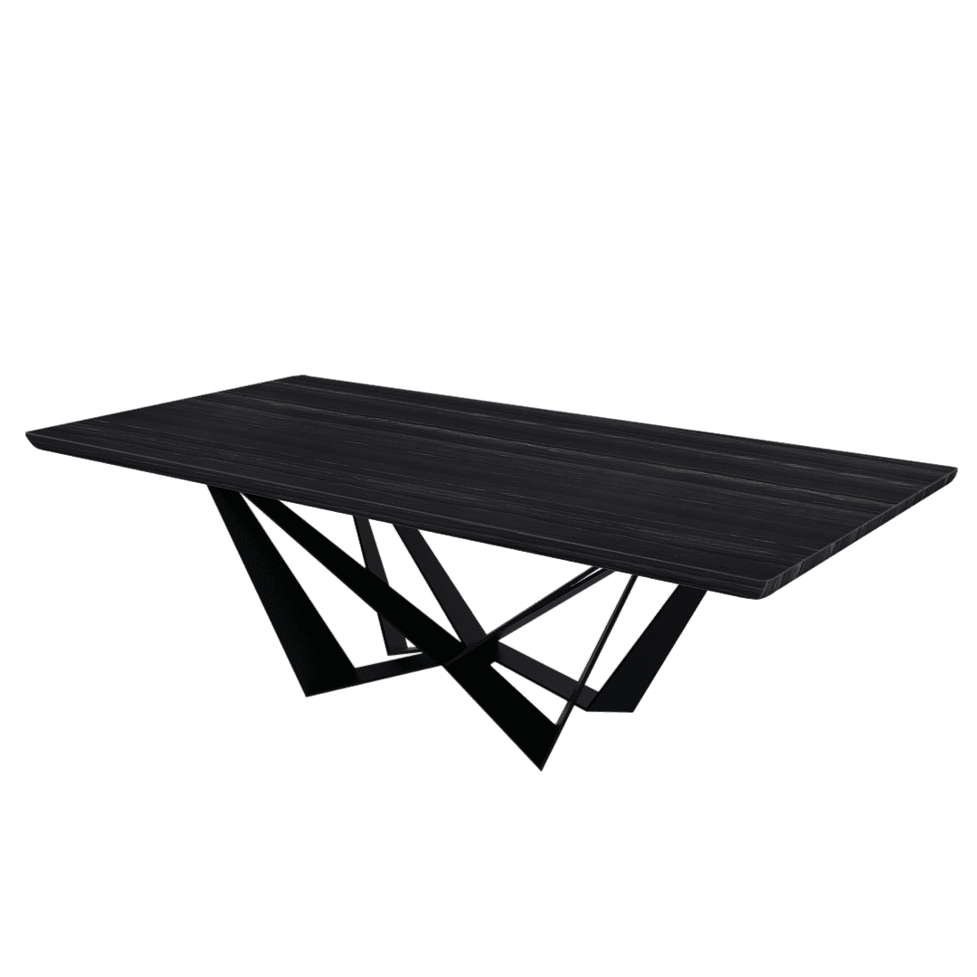 Rectangular Marble Dining Table 2.4×1.2m | Black Metal Spider Base