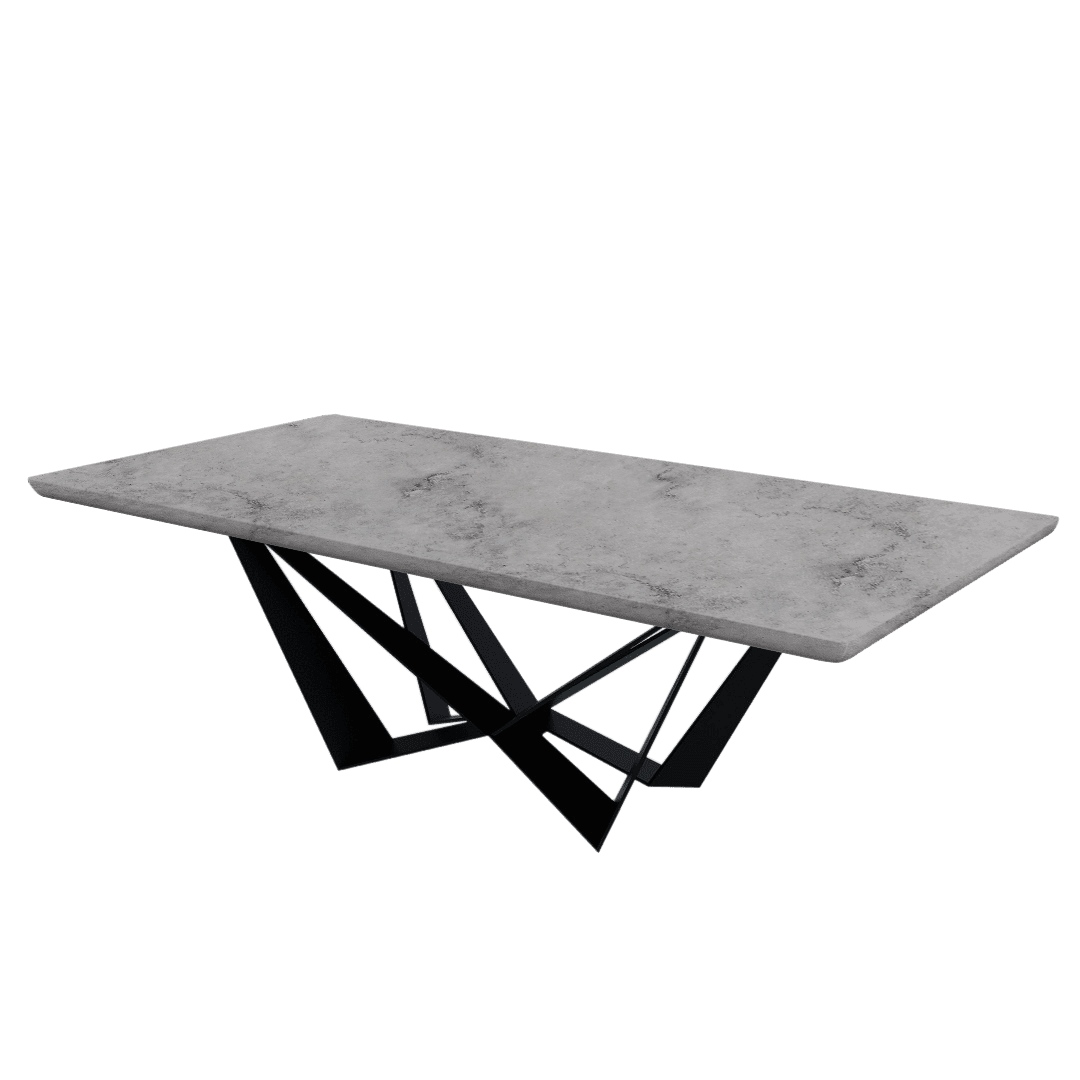 Rectangular Marble Dining Table 2.4×1.2m | Black Metal Spider Base