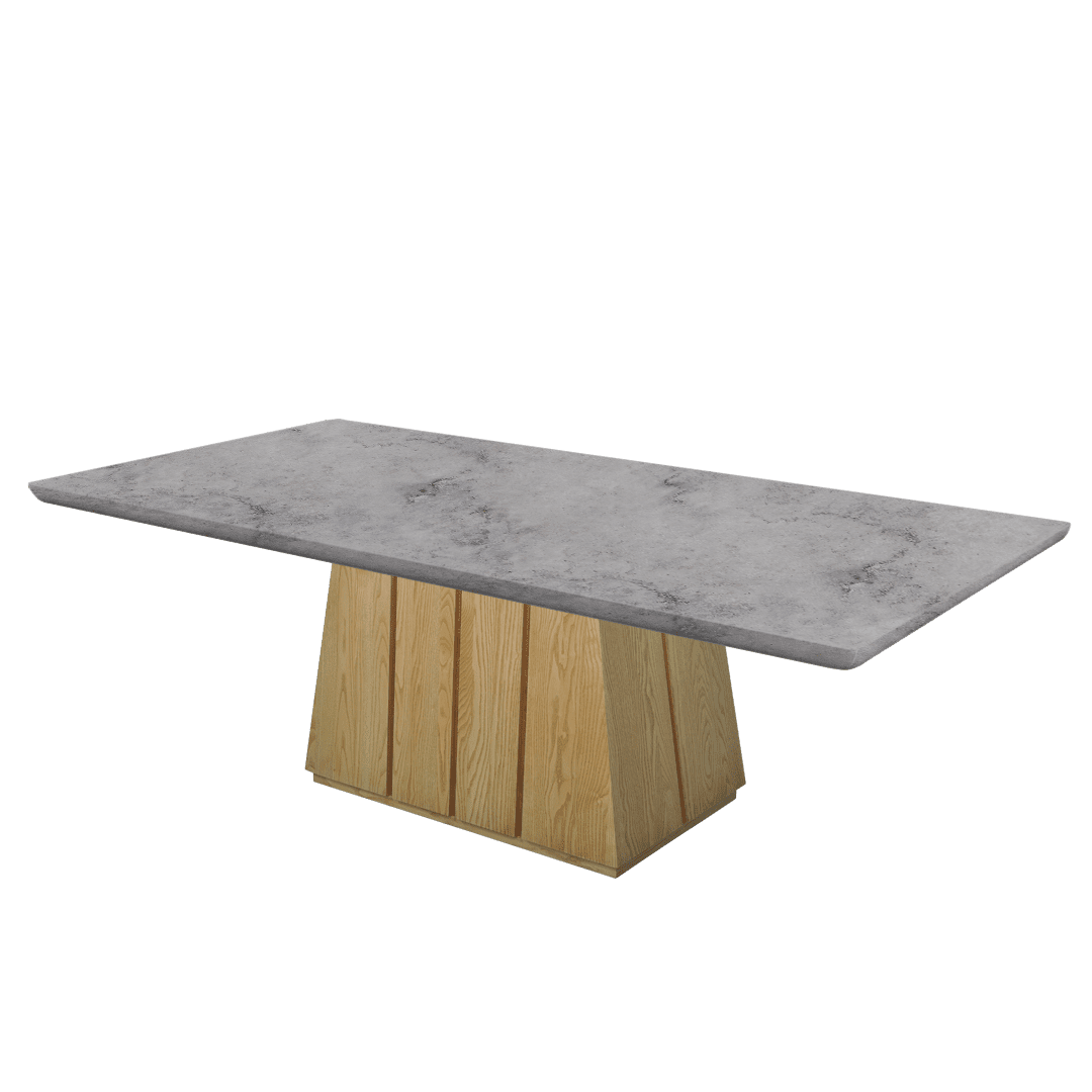 Rectangular Marble Dining Table 2.4×1.2m | Ash Wood Panel Base