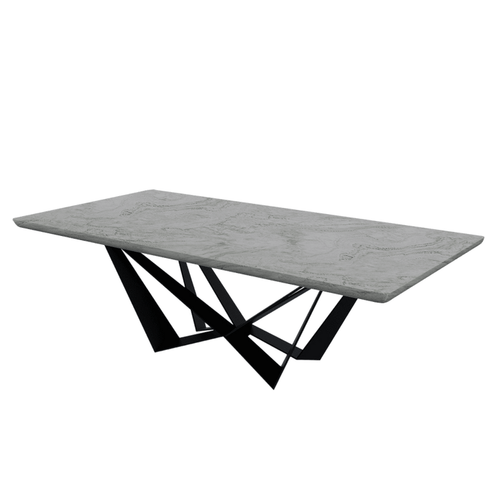 Rectangular Marble Dining Table 2.4×1.2m | Black Metal Spider Base