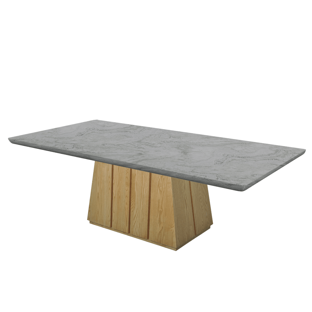 Rectangular Marble Dining Table 2.4×1.2m | Ash Wood Panel Base