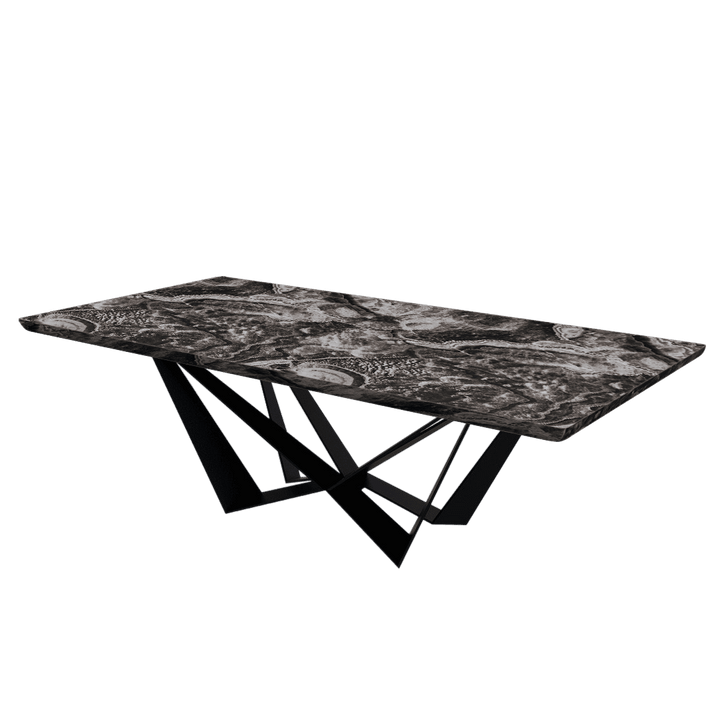 Rectangular Marble Dining Table 2.4×1.2m | Black Metal Spider Base