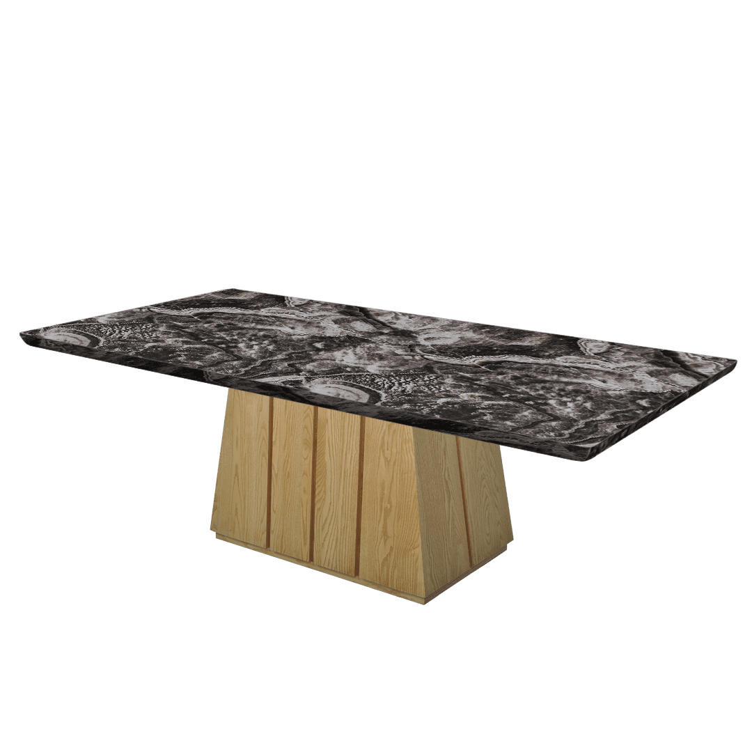 Rectangular Marble Dining Table 2.4×1.2m | Ash Wood Panel Base