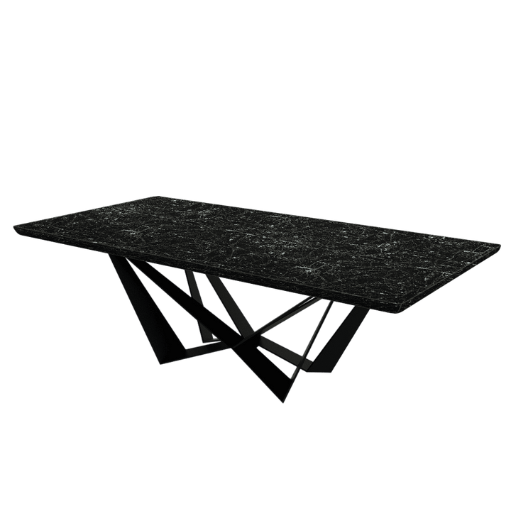 Rectangular Marble Dining Table 2.4×1.2m | Black Metal Spider Base