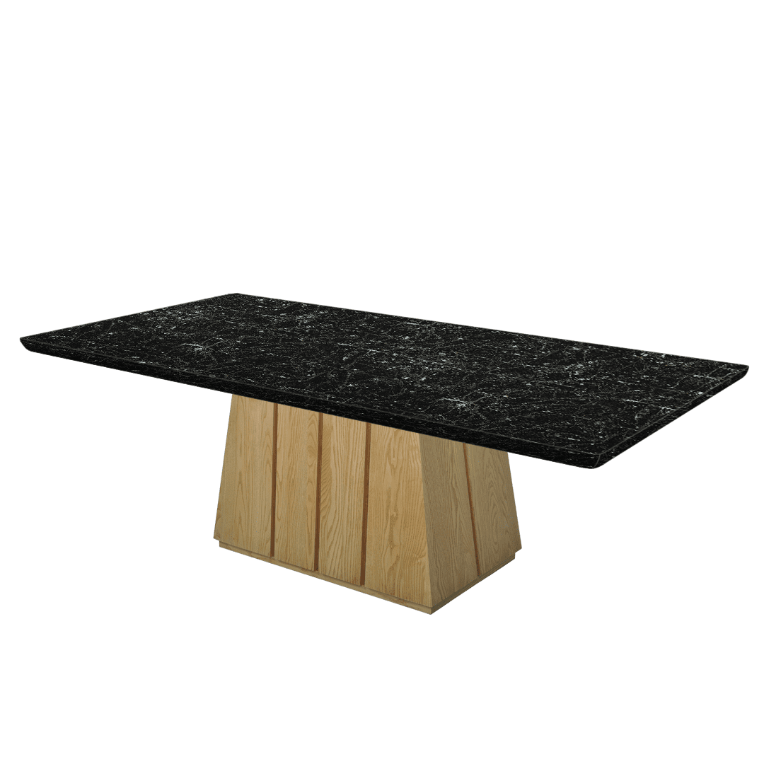Rectangular Marble Dining Table 2.4×1.2m | Ash Wood Panel Base