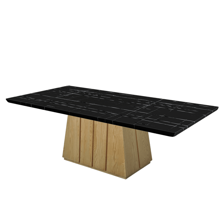 Rectangular Marble Dining Table 2.4×1.2m | Ash Wood Panel Base