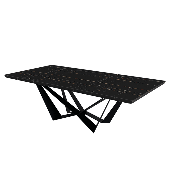 Rectangular Marble Dining Table 2.4×1.2m | Black Metal Spider Base