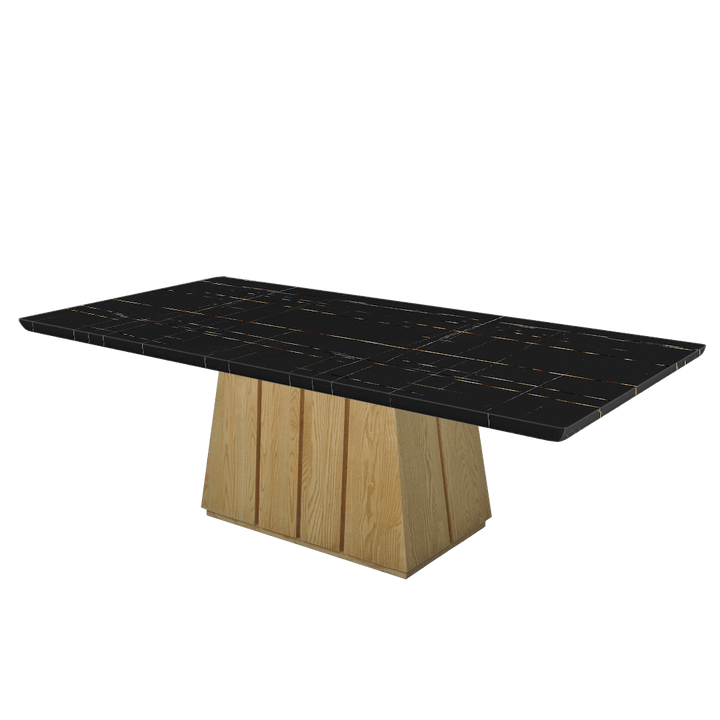 Rectangular Marble Dining Table 2.4×1.2m | Ash Wood Panel Base