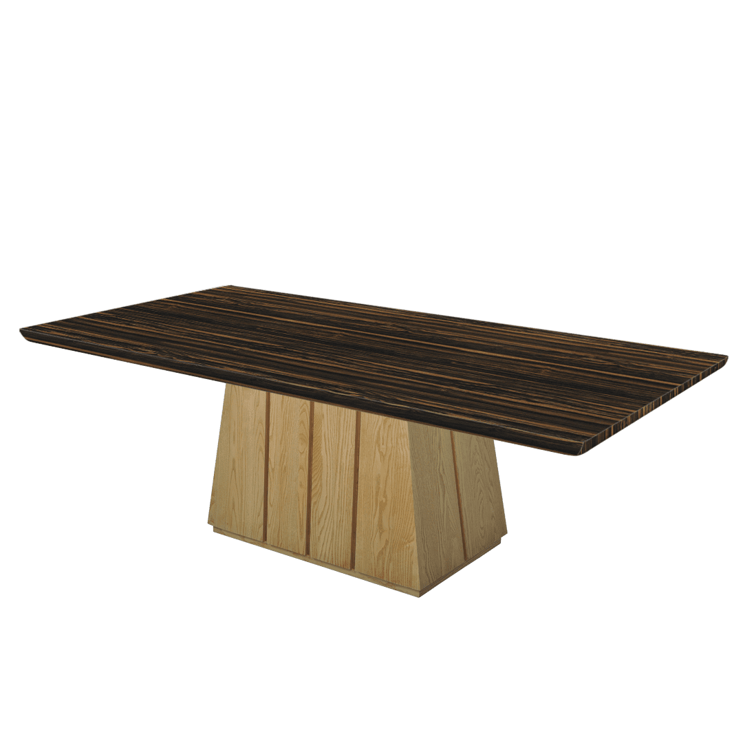 Rectangular Marble Dining Table 2.4×1.2m | Ash Wood Panel Base