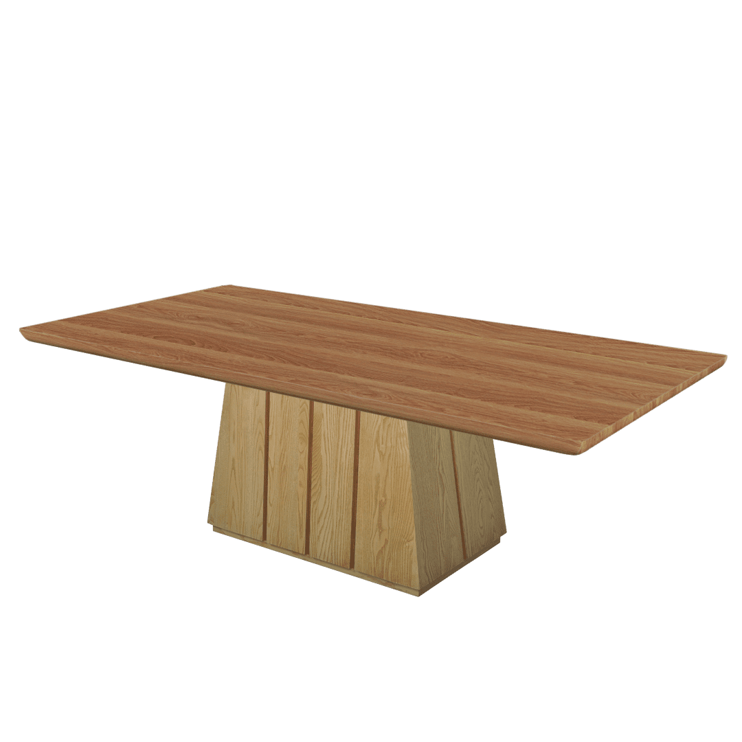 Rectangular Marble Dining Table 2.4×1.2m | Ash Wood Panel Base