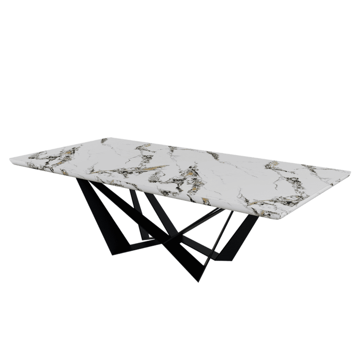 Rectangular Marble Dining Table 2.4×1.2m | Black Metal Spider Base