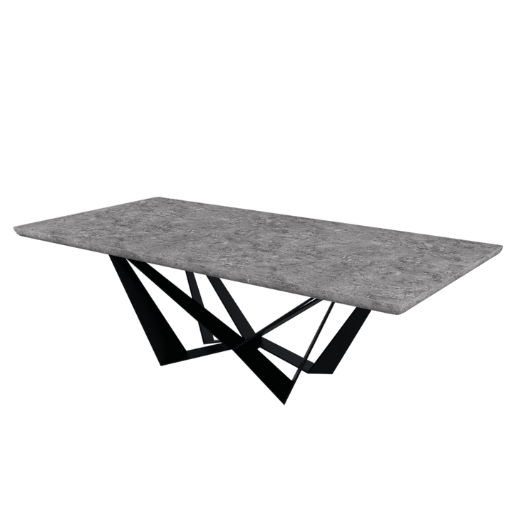 Rectangular Marble Dining Table 2.4×1.2m | Black Metal Spider Base