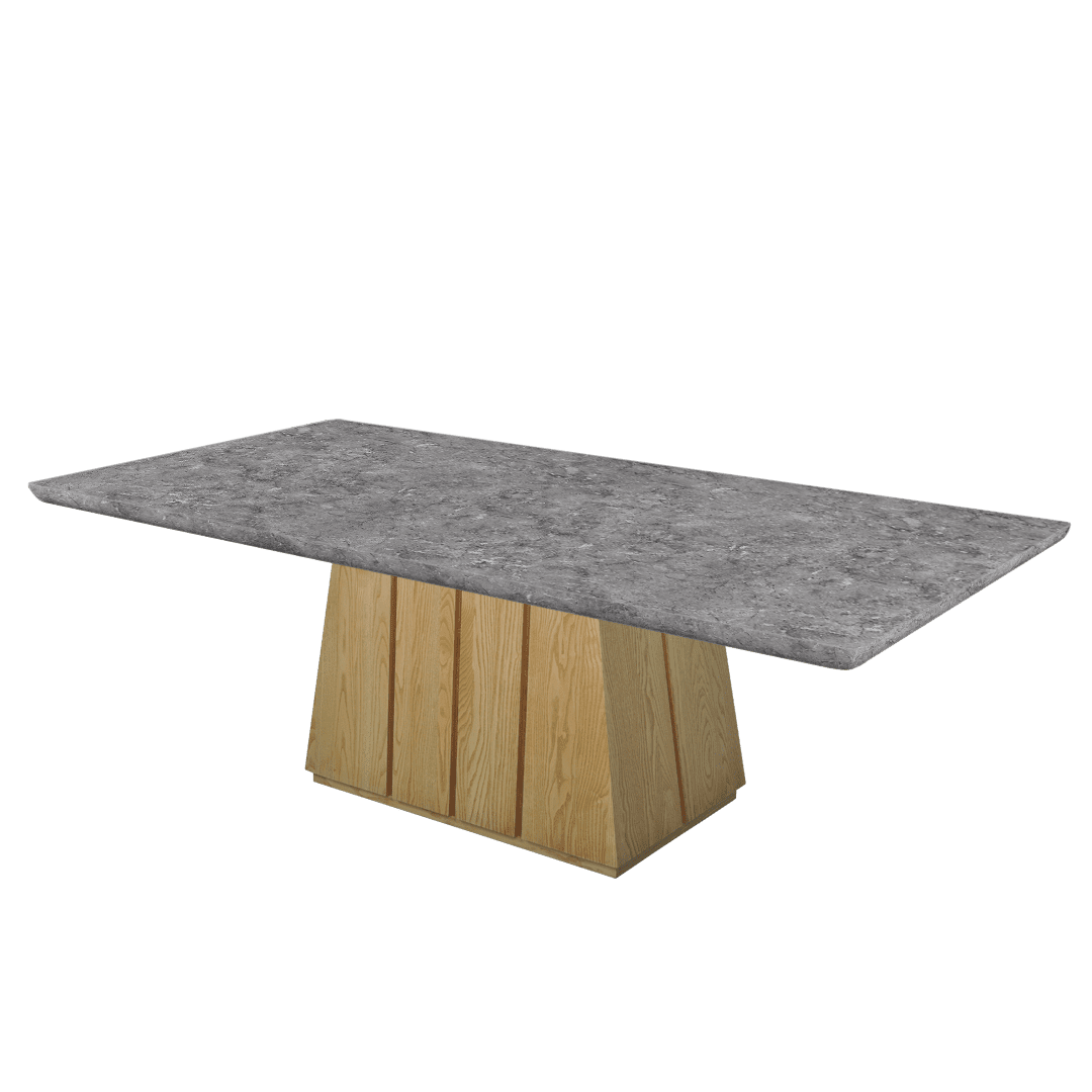 Rectangular Marble Dining Table 2.4×1.2m | Ash Wood Panel Base