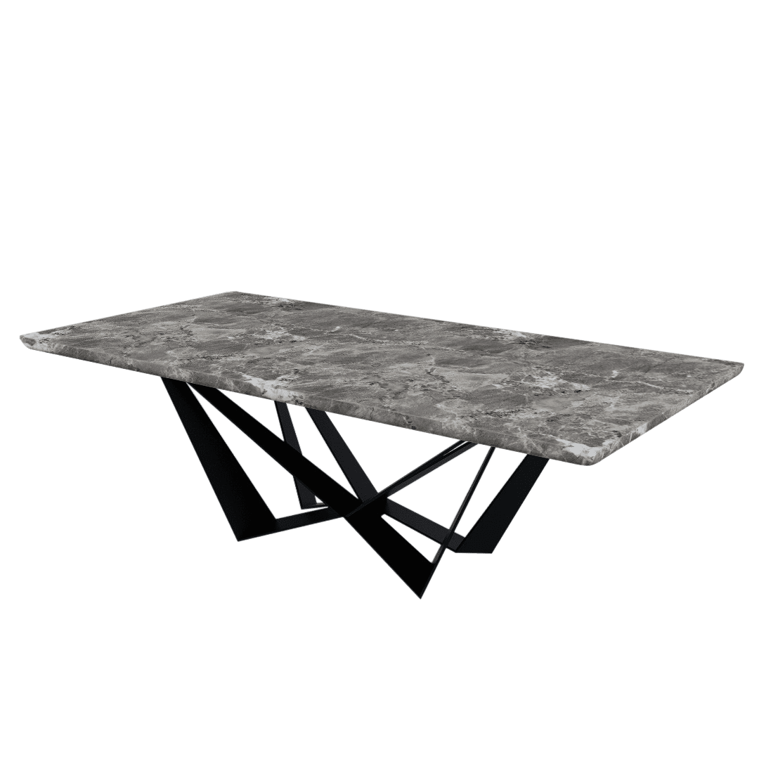 Rectangular Marble Dining Table 2.4×1.2m | Black Metal Spider Base