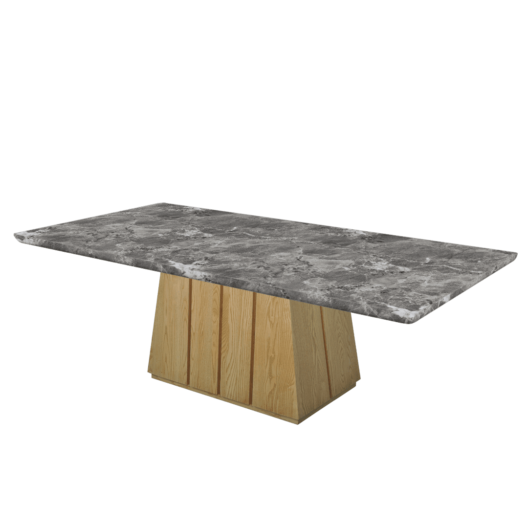 Rectangular Marble Dining Table 2.4×1.2m | Ash Wood Panel Base