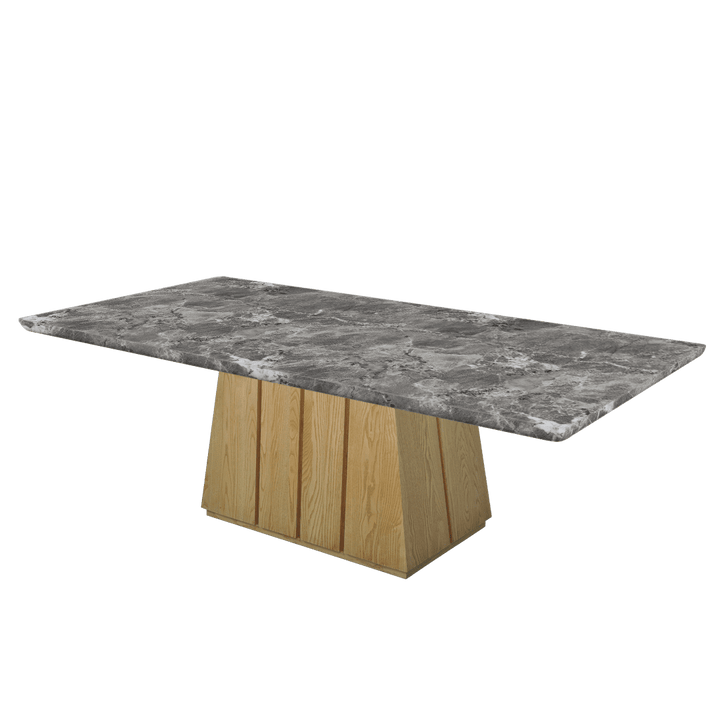 Rectangular Marble Dining Table 2.4×1.2m | Ash Wood Panel Base