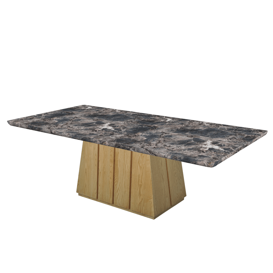 Rectangular Marble Dining Table 2.4×1.2m | Ash Wood Panel Base