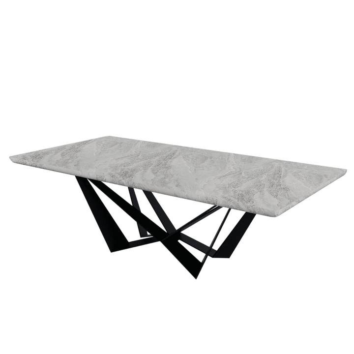 Rectangular Marble Dining Table 2.4×1.2m | Black Metal Spider Base