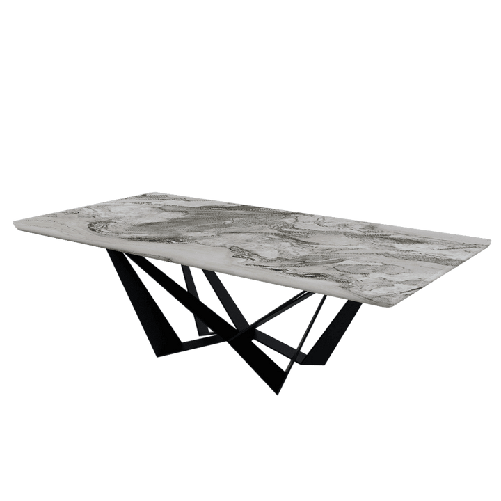 Rectangular Marble Dining Table 2.4×1.2m | Black Metal Spider Base