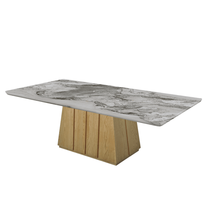 Rectangular Marble Dining Table 2.4×1.2m | Ash Wood Panel Base