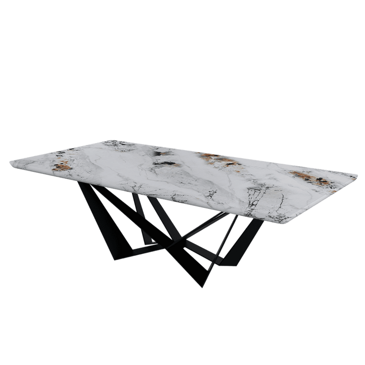 Rectangular Marble Dining Table 2.4×1.2m | Black Metal Spider Base