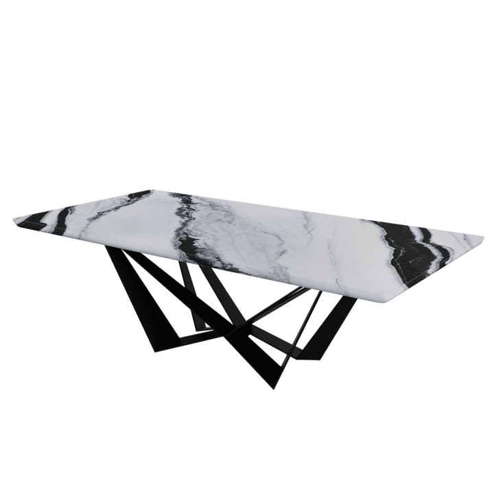 Rectangular Marble Dining Table 2.4×1.2m | Black Metal Spider Base