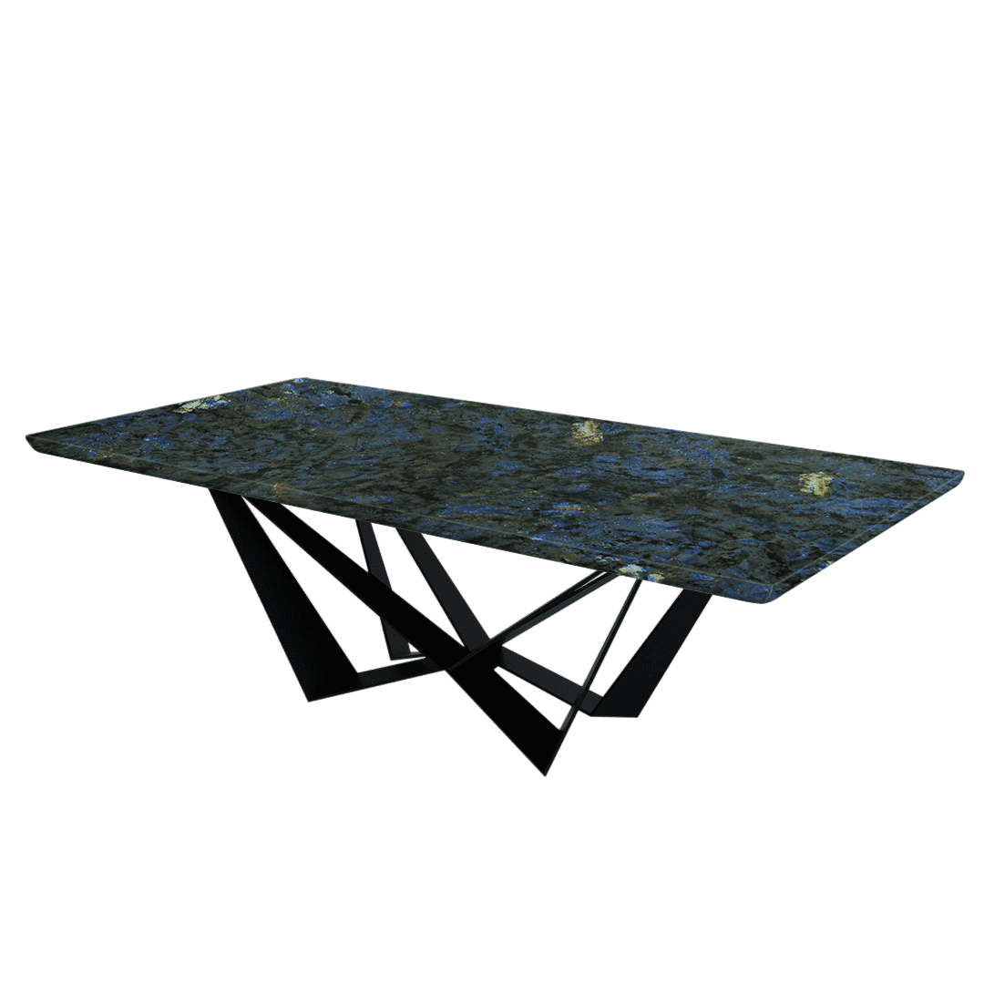 Rectangular Marble Dining Table 2.4×1.2m | Black Metal Spider Base