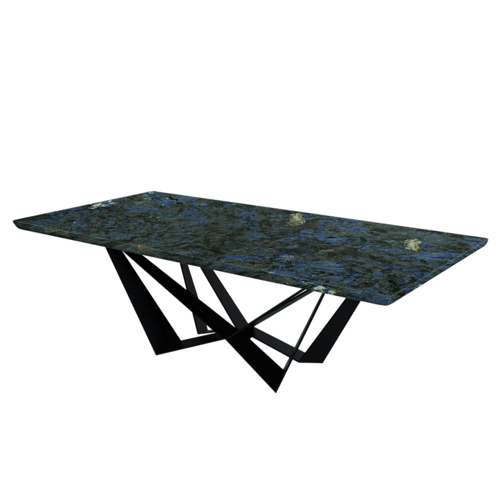 Rectangular Marble Dining Table 2.4×1.2m | Black Metal Spider Base