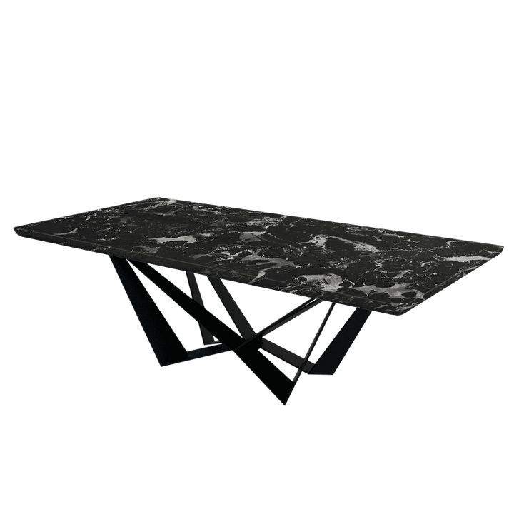 Rectangular Marble Dining Table 2.4×1.2m | Black Metal Spider Base