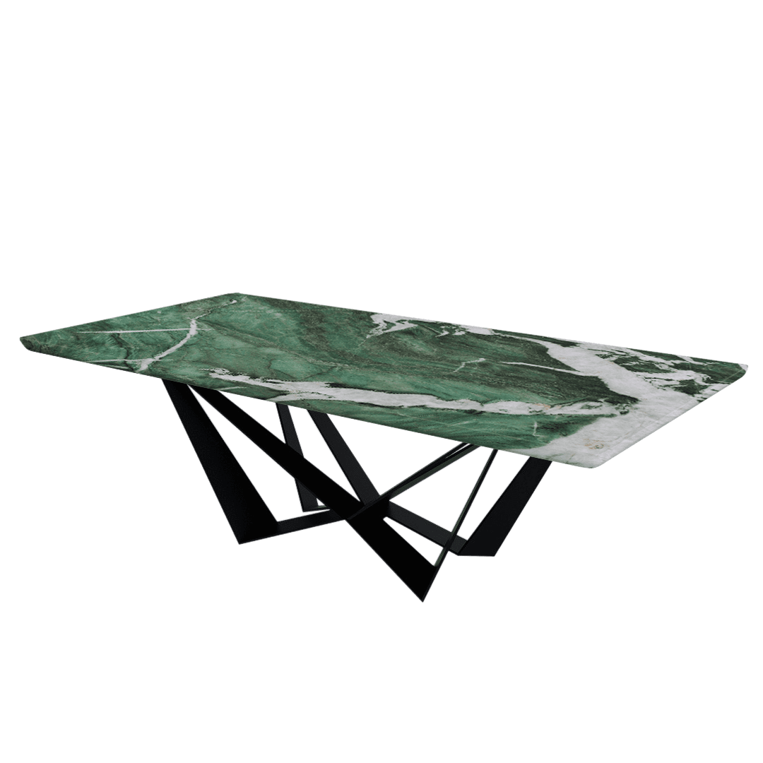 Rectangular Marble Dining Table 2.4×1.2m | Black Metal Spider Base