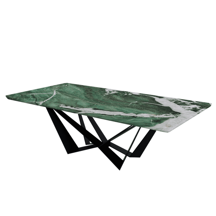 Rectangular Marble Dining Table 2.4×1.2m | Black Metal Spider Base