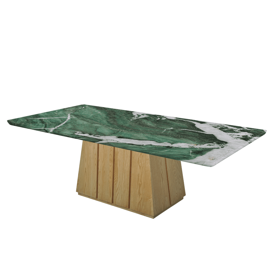 Rectangular Marble Dining Table 2.4×1.2m | Ash Wood Panel Base