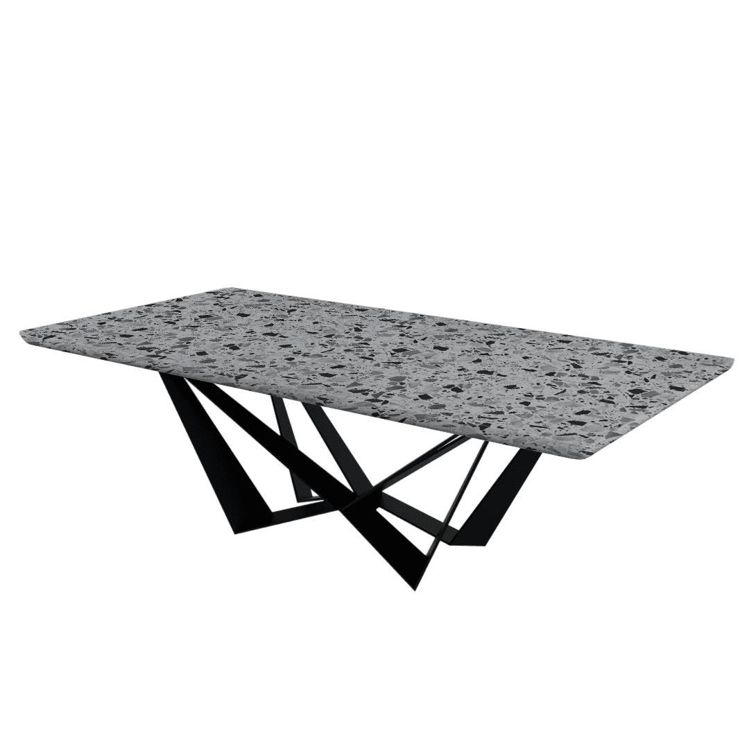 Rectangular Marble Dining Table 2.4×1.2m | Black Metal Spider Base