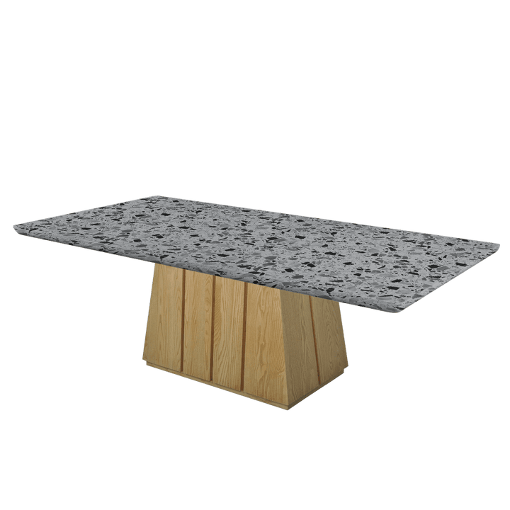 Rectangular Marble Dining Table 2.4×1.2m | Ash Wood Panel Base
