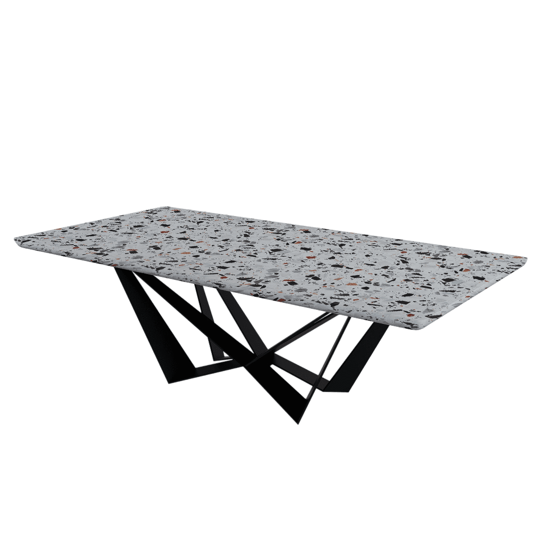 Rectangular Marble Dining Table 2.4×1.2m | Black Metal Spider Base