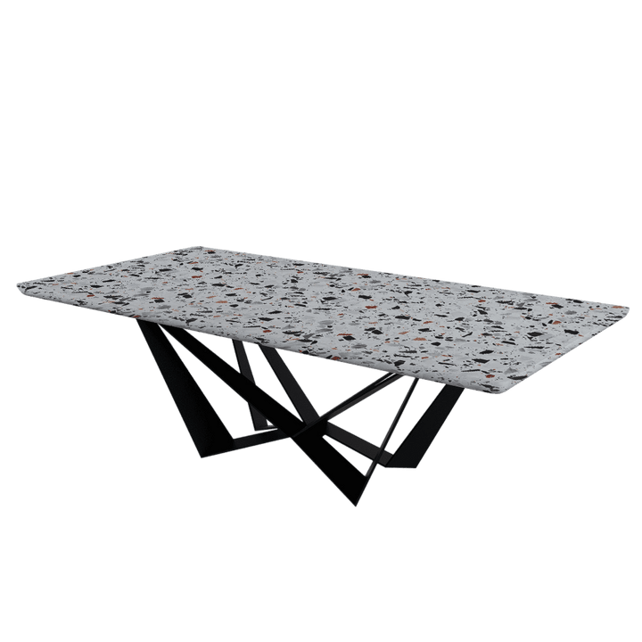 Rectangular Marble Dining Table 2.4×1.2m | Black Metal Spider Base