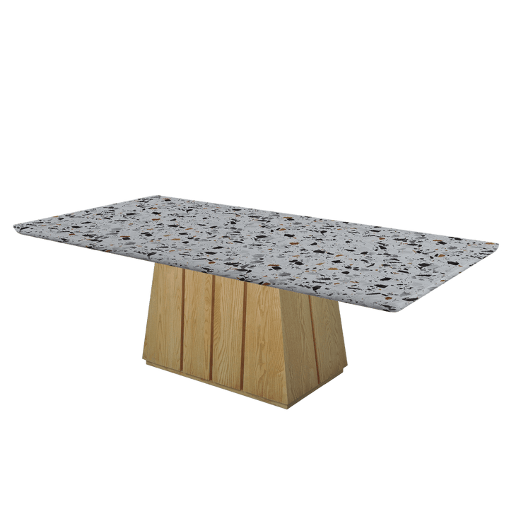 Rectangular Marble Dining Table 2.4×1.2m | Ash Wood Panel Base