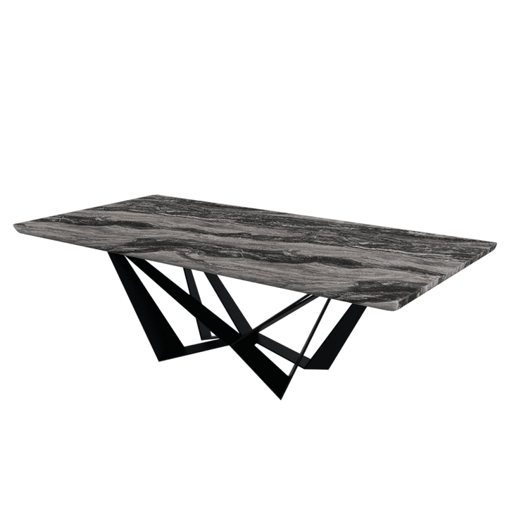 Rectangular Marble Dining Table 2.4×1.2m | Black Metal Spider Base