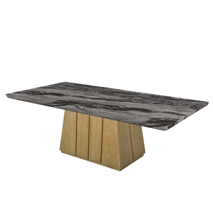 Rectangular Marble Dining Table 2.4×1.2m | Ash Wood Panel Base