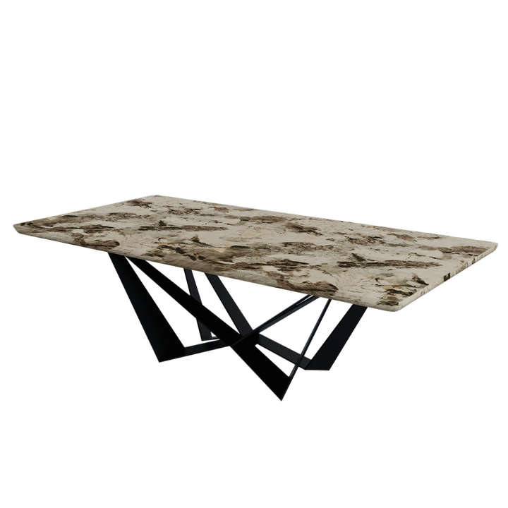 Rectangular Marble Dining Table 2.4×1.2m | Black Metal Spider Base