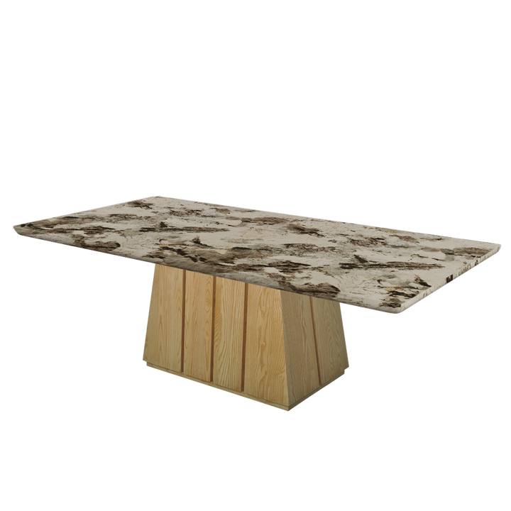 Rectangular Marble Dining Table 2.4×1.2m | Ash Wood Panel Base