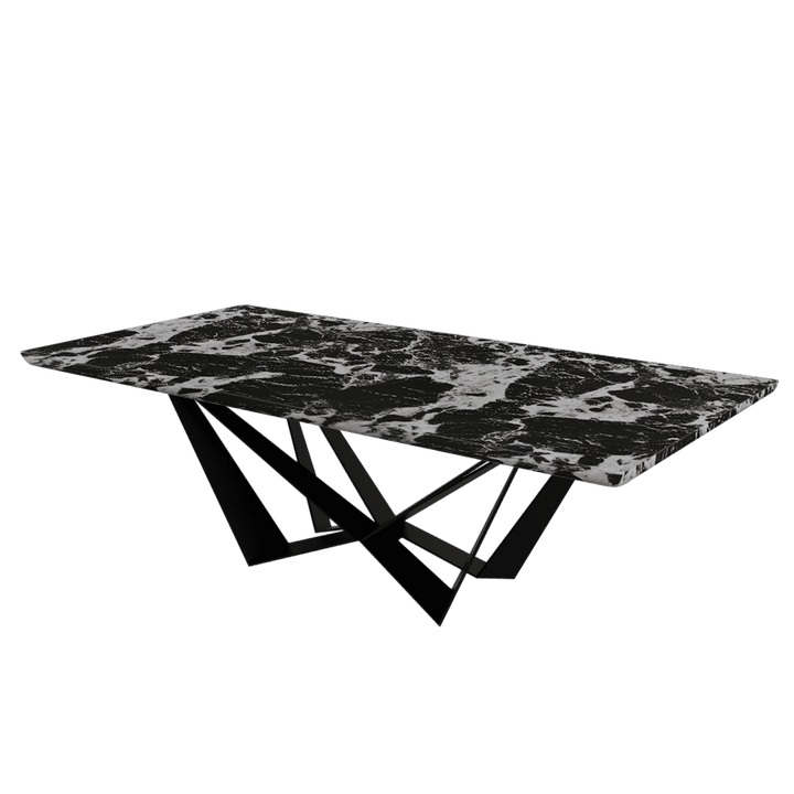Rectangular Marble Dining Table 2.4×1.2m | Black Metal Spider Base