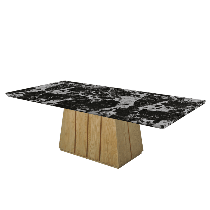 Rectangular Marble Dining Table 2.4×1.2m | Ash Wood Panel Base