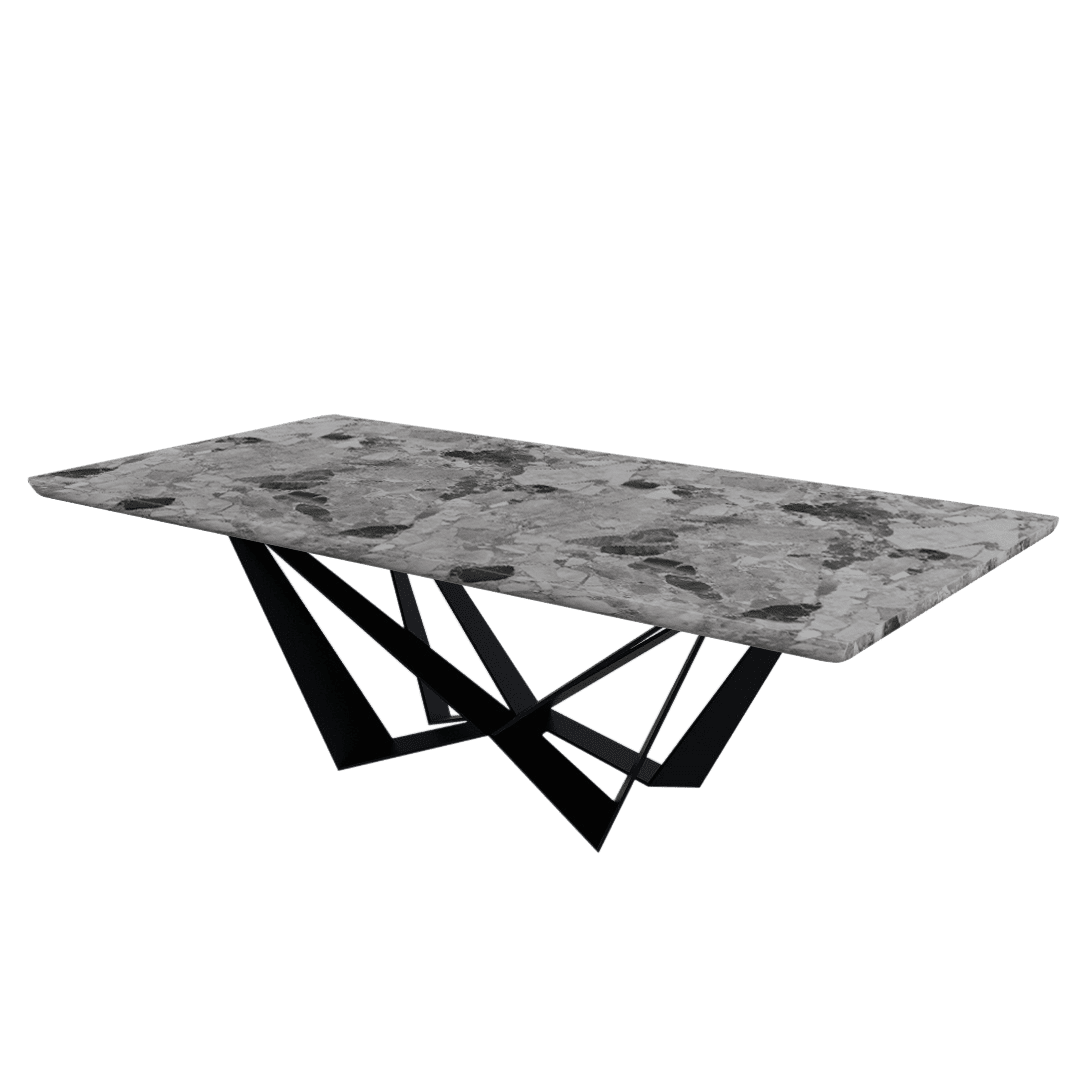 Rectangular Marble Dining Table 2.4×1.2m | Black Metal Spider Base