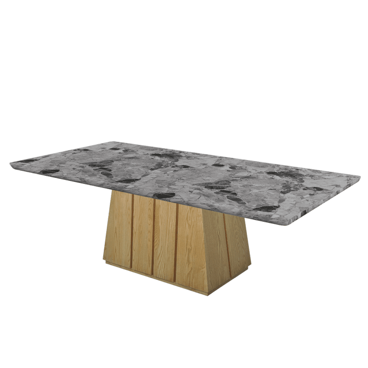 Rectangular Marble Dining Table 2.4×1.2m | Ash Wood Panel Base